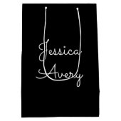 Willekeurige naam | Cool Editable White Script op  Medium Cadeauzakje (Achterkant)