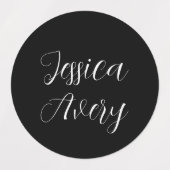 Willekeurige naam | Elegant bewerkbaar wit script Labels (Design 1)