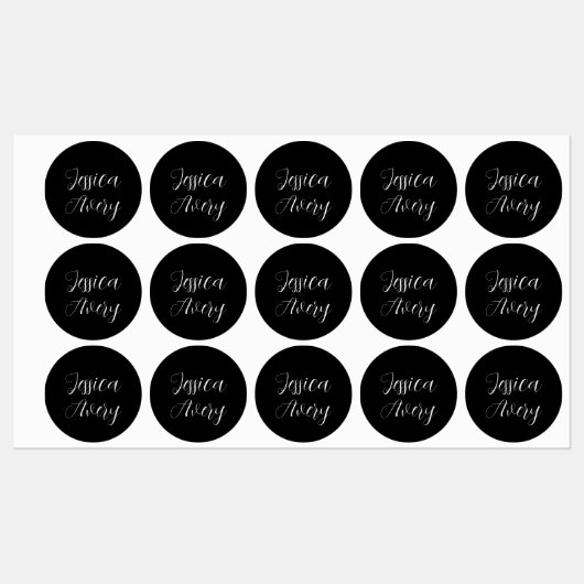 Willekeurige naam | Elegant bewerkbaar wit script Labels (Vel)