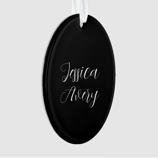 Willekeurige naam | Elegant bewerkbaar wit script  Ornament (voorkant)