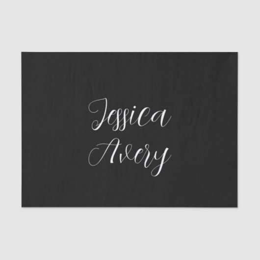 Willekeurige naam | Elegant bewerkbaar wit script Tissuepapier (Voorkant)