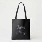 Willekeurige naam | Elegant bewerkbaar wit script Tote Bag (Voorkant)