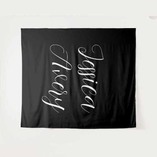 Willekeurige naam | Elegant bewerkbaar wit script Wandkleed (Voorkant (horizontaal))