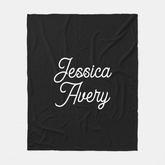 Willekeurige naam | Elegant  wit script op zwart Fleece Deken (Voorkant)