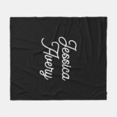 Willekeurige naam | Elegant  wit script op zwart Fleece Deken (Voorkant (Horizontaal))