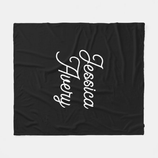 Willekeurige naam | Elegant  wit script op zwart Fleece Deken (Voorkant (Horizontaal))