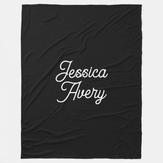 Willekeurige naam | Elegant  wit script op zwart Fleece Deken (Voorkant)