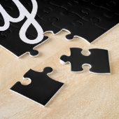 Willekeurige naam | Elegant  wit script op zwart Legpuzzel (Zijkant)