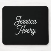 Willekeurige naam | Elegant  wit script op zwart Muismat (Voorkant)