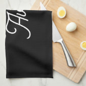 Willekeurige naam | Elegant  wit script op zwart Theedoek (Quarter Fold)