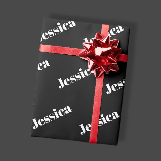 Willekeurige naam | Retro-modern wit lettertype op Cadeaupapier