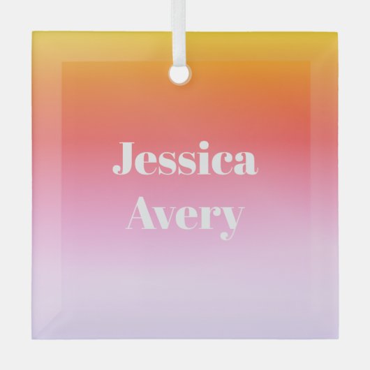 Willekeurige naam | Retro-moderne gestileerde teks Glas Ornament (Voorkant)
