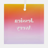 Willekeurige naam | Retro-moderne gestileerde teks Glas Ornament (Achterkant)