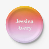 Willekeurige naam | Retro-moderne gestileerde teks Papieren Bordje (Voorkant)