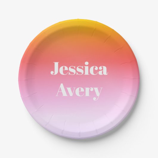 Willekeurige naam | Retro-moderne gestileerde teks Papieren Bordje (Voorkant)