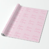 Willekeurige naam | Schattige roze cursief Cadeaupapier (Uitgerold)