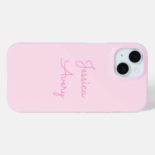 Willekeurige naam | Schattige roze cursief Case-Mate iPhone Case (Achterkant (horizontaal))