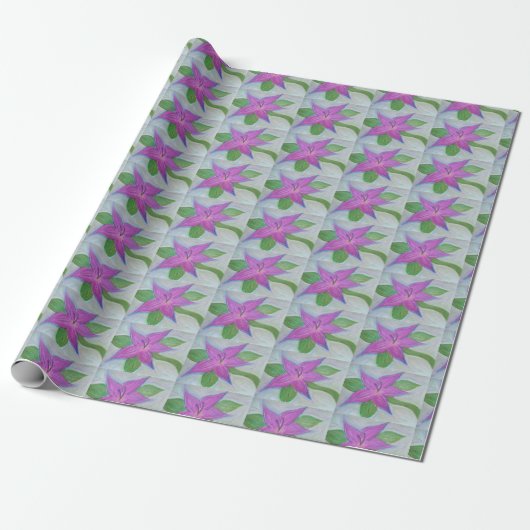 Willekeurige paarse bloem cadeaupapier (Uitgerold)