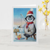 Willekeurige pinguïn-ijsvistuinkunst in waterverf kaart (Gele Bloem)