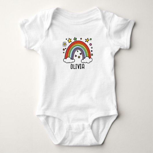 Willekeurige Regenboog Gepersonaliseerd Naamontwer Romper (Voorkant)