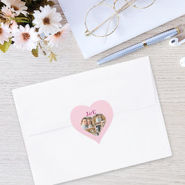 Willekeurige Roze Monogram Hart Fotocollage Hart Sticker