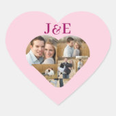Willekeurige Roze Monogram Hart Fotocollage Hart Sticker (Voorkant)