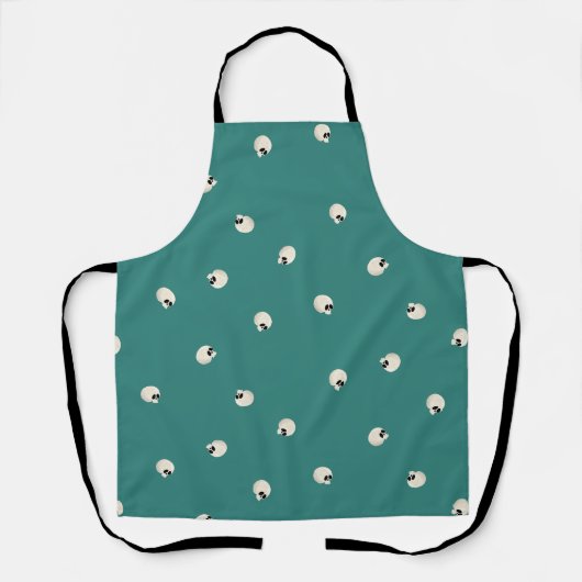 Willekeurige Schattigee Kawaii Skull Stippen midde Schort (Voorkant)