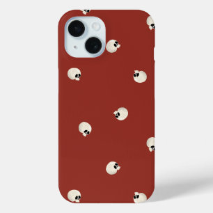 Willekeurige Schattigee Kawaii Skull Stippen rood iPhone 15 Case