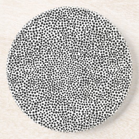Willekeurige spots - Zwart op wit Zandsteen Onderzetter (Voorkant)