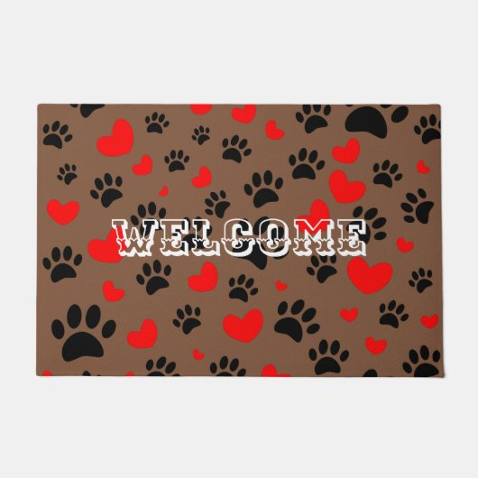 Willekeurige tekenfilm schildert afdrukken en rode deurmat (Voorkant)