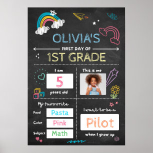 Willekeurige zwarte schoolbord eerste schooldag poster