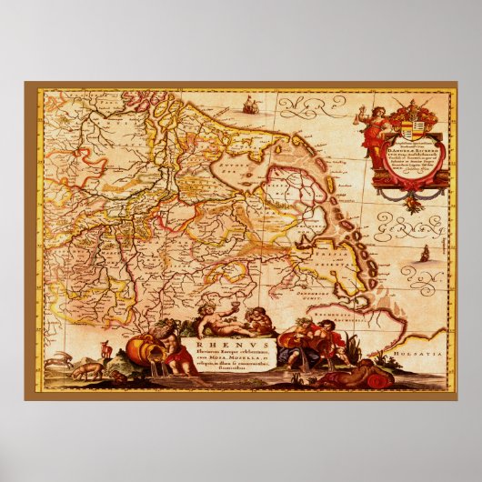 Willem Blaeu Old Rijneland Germanic Map Series Poster (Voorkant)