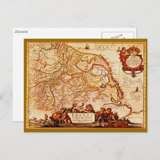 Willem Janszoon Blaeu Old German Map Collectie Briefkaart (Voorkant / Achterkant)