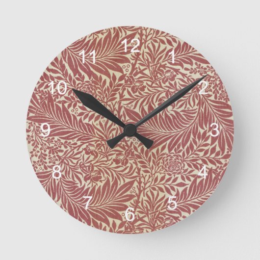 Willem Morris Red Floral Ronde Klok (Voorkant)