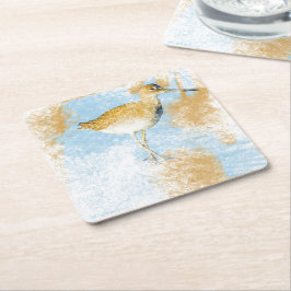 Willet Shorebird Artwork Beach & Coastal Living Kartonnen Onderzetters