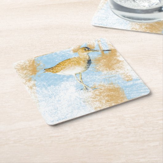 Willet Shorebird Artwork Beach & Coastal Living Kartonnen Onderzetters (Schuin)