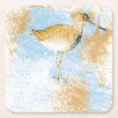 Willet Shorebird Artwork Beach & Coastal Living Kartonnen Onderzetters (Voorkant)