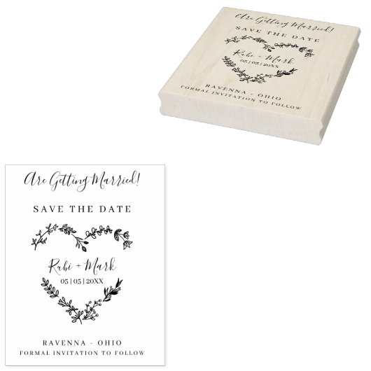 Willflower Harten en sla het Date Quote op Rubberstempel (Gestempeld)