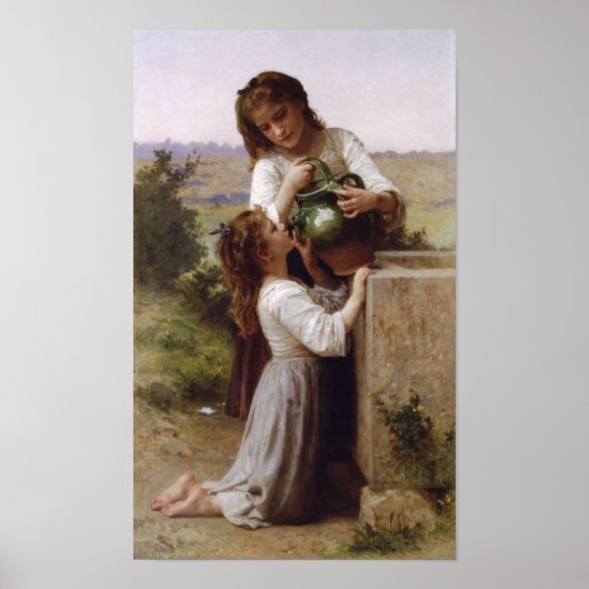 William-Adolphe Bouguereau-At the Fountain Poster (Voorkant)