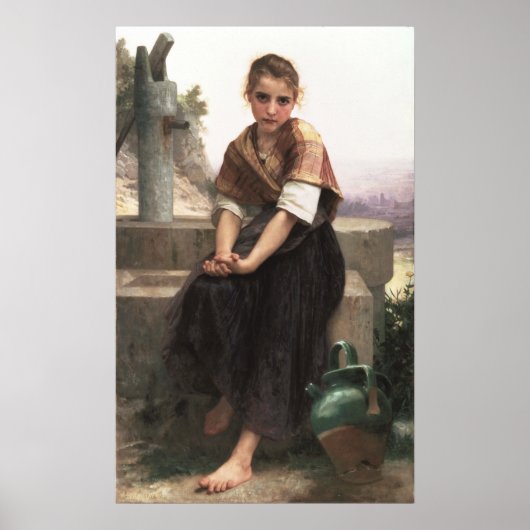 William-Adolphe Bouguereau-The Broken Pitcher Poster (Voorkant)