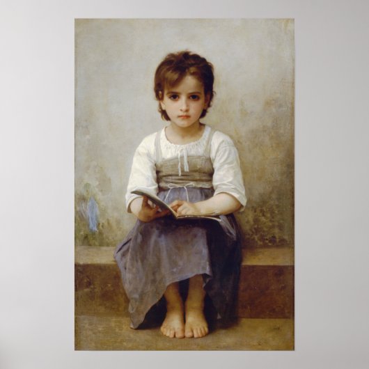 William-Adolphe Bouguereau-The Difficult Lesson Poster (Voorkant)