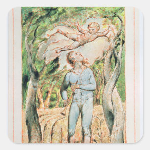 William Blake   Behoort van Innocence; "de piper", Vierkante Sticker