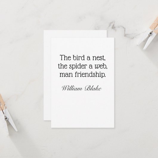 William Blake citaat Vriendschap Kaart (Voorkant / Achterkant in situ)