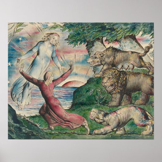 William Blake-Dante die van de drie Beasts loopt Poster (Voorkant)