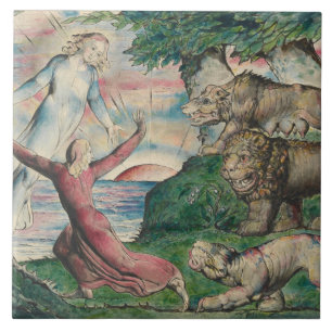 William Blake-Dante die van de drie Beasts loopt Tegeltje