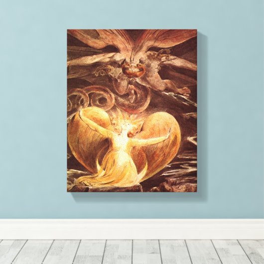 William Blake - De grote rode draak en de vrouw Canvas Afdruk (Insitu (Houten vloer))
