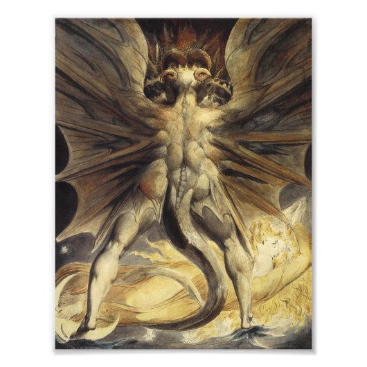 William Blake - De Grote Rode Draak en de Vrouw Foto Afdruk (Voorkant)
