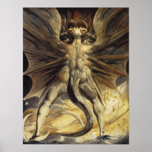 William Blake - De Grote Rode Draak en de Vrouw Poster (Voorkant)