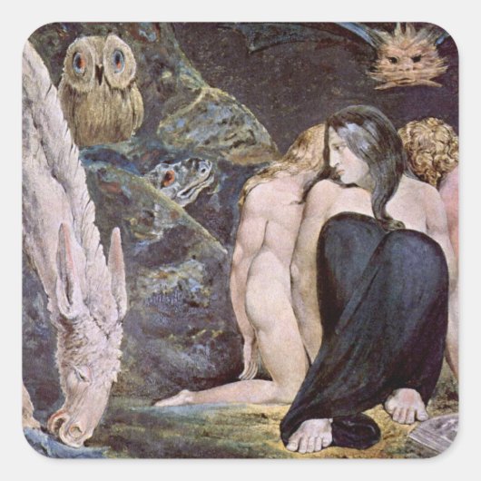William Blake - Hecate - Nacht van de vreugde van Vierkante Sticker (Voorkant)