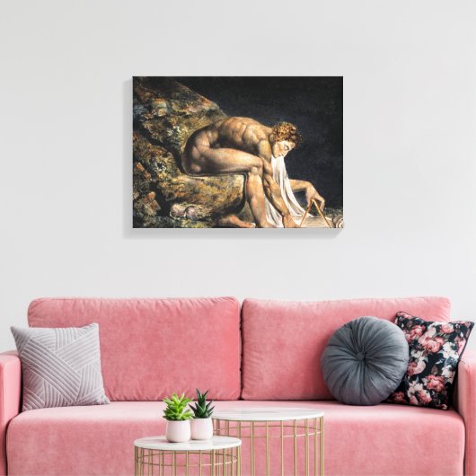 William Blake Isaac Newton Canvas Afdruk (Insitu (Woonkamer))